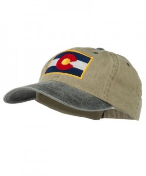 Colorado Flag Embroidered Two Tone Cap - Khaki Black - C811Q3SXPO3