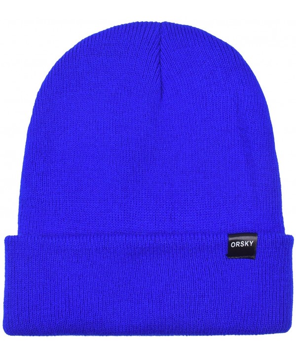 ORSKY Womens Winter Hats Cuffed Beanie Hat Stocking Cap Knit Watch Caps For Women Men - Solid Royal Blue - C2187IGE8X0