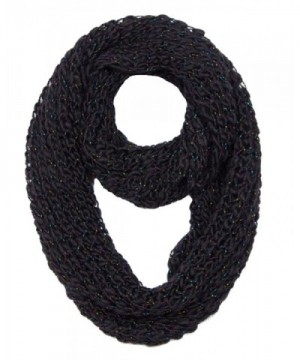 Peach Couture Winter Warm Sequin Multicolor Chunky Knit Infinity Loop Cowl Scarves - Black - CO12MZ5WAOB