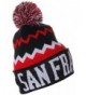 American Cities USA Chevron Zig Zags Pom Pom Knit Hat Beanie - San Francisco Black Red - C0128XUQGIP