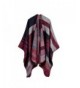 Kool Classic Women Winter Knitted Cashmere Poncho Capes Shawl Cardigans Sweater Coat - Style 5 Wine Red - C91876ZU362