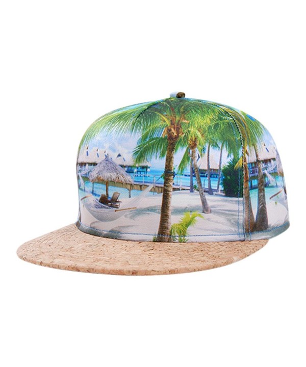 So'each Galaxy Hawaii Coconut Tree Print Flatbill Visor Snapback Cap Baseball Hat - CE12E6122CT