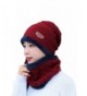 Wicky LS Unisex Winter Knitted Cap Warm Beanie Hat With Neck Gaiter - Women-wine Red - CR186DA6HTI