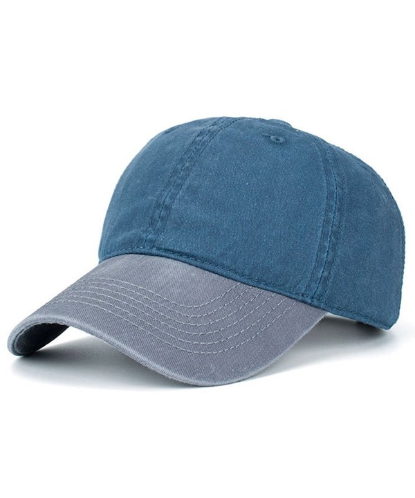 HH HOFNEN Washed Cotton Baseball Cap Pigment-Dyed Distressed Dad Visor Hat - Grey+navy - CF1868KRC4X