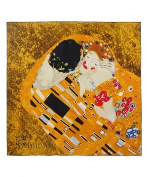 Swhiteme Luxurious 100% Silk Charmeuse Square Scarf - "Gustav Klimt's ""The Kiss""" - CU11FC5NFI9