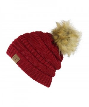 Burgundy Chunky Cable Knit Beanie