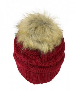 Burgundy Chunky Cable Knit Beanie in Women's Skullies & Beanies