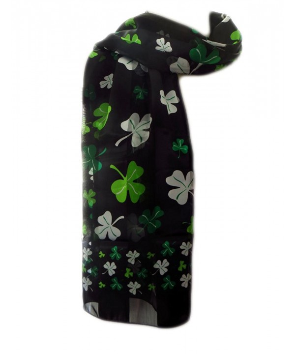 New Company Womens St Patrick Day Clovers Shamrocks Scarf - Black - One Size - CM11IUGE5N1