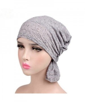 Udolove Womens Ruffle Chemo Hat Beanie Scarf- Soft Turban Bandana Headwear for Cancer - Light Grey - CO186SQY42Q