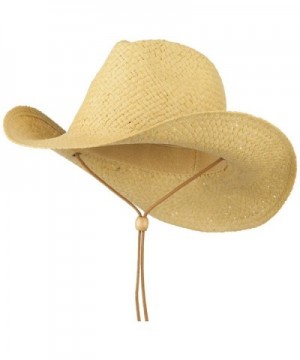 Adjustable String Straw Cowboy Hat - Natural - C211VSYG9L3