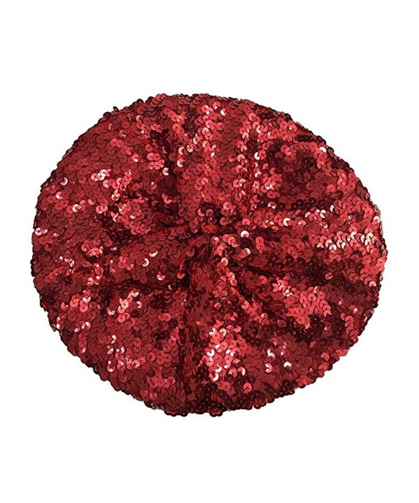 ACTLATI Fashion Women Bright Beret Sequin Beanie Hat Cap Girls Vintage Classic Shining Headwear - Red - C81863CMM23