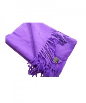 100% Cashmere Wool Scarf Solid Color Made in Germany - Plum - C41297FZAHH