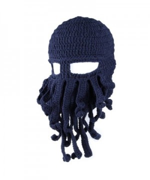 LSERVER Winter Warm Beanie Funny Balaclavas Unisex Knit Beard Octopus Hat - Dark Blue - CL1859GLRQ4