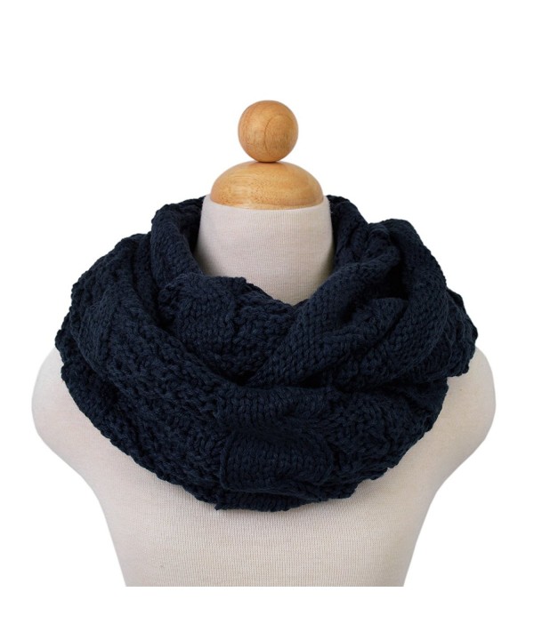 TrendsBlue Premium Winter Thick Infinity Twist Cable Knit Scarf - Diff Colors Avail. - Navy - C511R243YFR