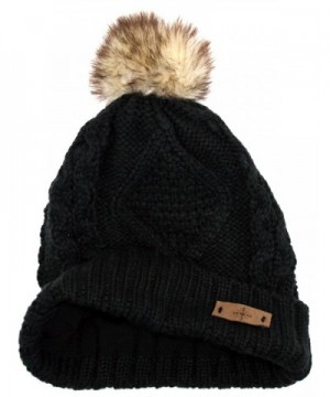 Womens Pompom Fleece Knitted Slouchy in Women's Skullies & Beanies