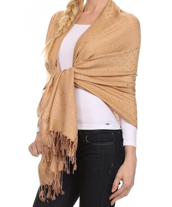 Sakkas Jenae Ranunculus Flower Dot silky Pashmina/ Shawl/ Wrap/ Stole - Beige - CQ124T20CB3