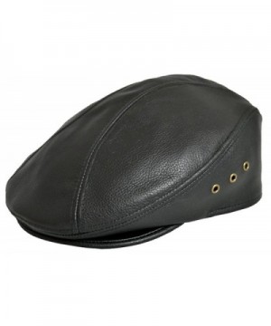 Siena Cowhide Leather Fine Ivy Driver Cap Made in USA Various Colors - Black - CR11I60Q5U7