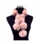 Dinner Party Angora Rabbit Fur Pom Balls Scarf Neck Wrap--LIGHT PINK - C111C6J6GQ7