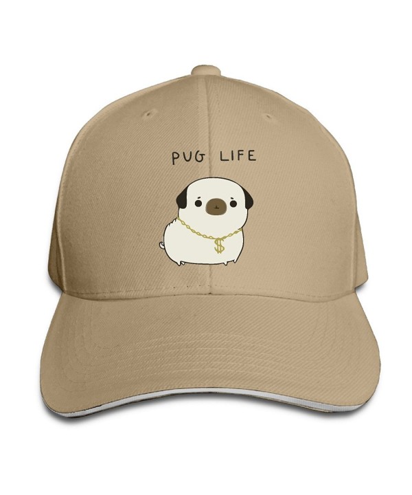 Pug Life Unisex Casual Coloring Adjustable Trucker Fashion Sandwich Cap - Natural - CK184YM93DU