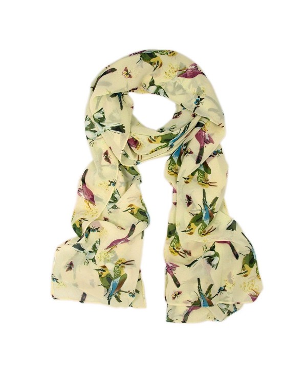 TrendsBlue Elegant Birds & Butterflies Print Fashion Scarf - Diff Colors Avail - Cream - CF11DM7JHM7