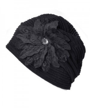Casualbox Charm Womens Flower Hat Beanie Cute Slouchy Ladies Fashion Elegant Floral - Black - CH1256XB0BF