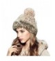 Kenmont Winter Women Lady Rabbit Fur Hand Knit Beanie Cap Ski Hat - Beige - CX185SLZ0ZC