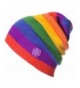 Woo2u Slouchy Snappy Outdoor Cap Beanie Rainbow Stripe Knit Ski Sport Hat - Red - CJ12N766CRM