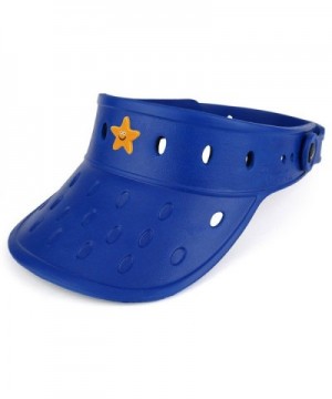 Trendy Apparel Shop Durable Adjustable Floatable Foam Visor Hat With Starfish Snap Charm - Navy - C617YYR7AC6