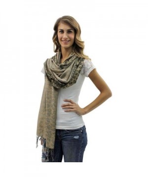 Beige Leopard Pashmina Shawl Scarf