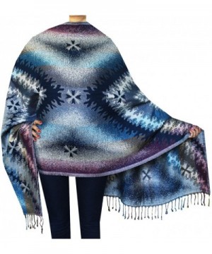 Maple Clothing India Womens Scarves Shawls Pure Wool Gift (84 x 28 inches) - Blue 4 - CW182DGSLUG