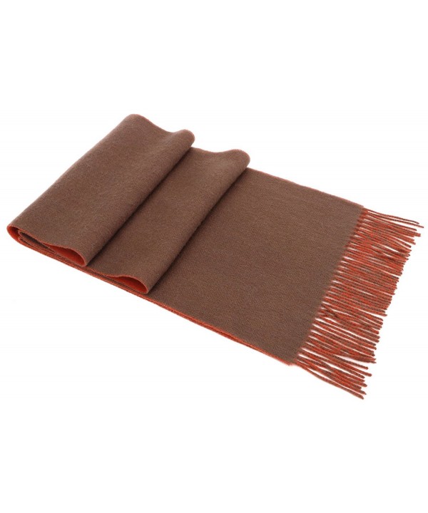 Luxurious Men's Cashmere Scarf Winter Shawls w/ Gift Box- 64.5" x 11.8" - Reversible Chocolate/Orange - CM188USZ06O