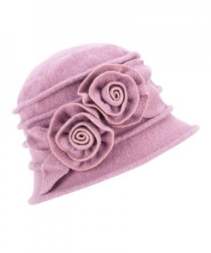 Lawliet 1920s Gatsby Womens Flower Wool Warm Beanie Bow Hat Cap Crushable A287 - Light Purple - C11263WXZFH