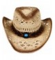 Simplicity Western Men / Women Cowboy Straw Hat with Leather Band - Natural - CC11D2CQ9JV