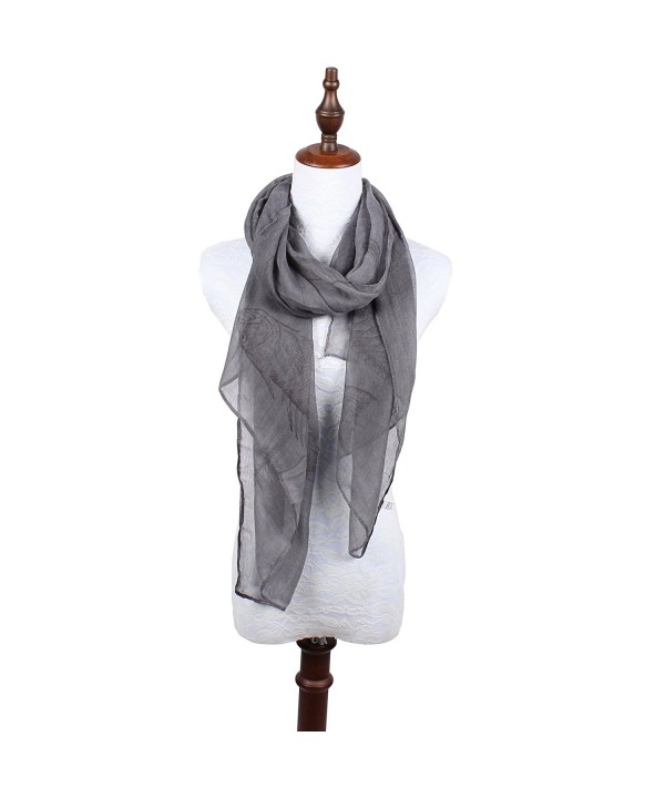 Women's Lightweight Fashion Scarf- Floral and Modern Print Sheer Shawl Wrap - Fish Gray - CV18C583N3I