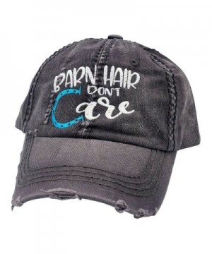 Loaded Lids Women's Barn Hair Don't Care Embroidered Baseball Cap - Grey/White/Blue - CV187ZZAWDC