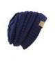 Unisex Trendy Warm Chunky Soft Stretch Cable Knit Slouchy Beanie Skully navy one size fits all - C7128EPTJO7
