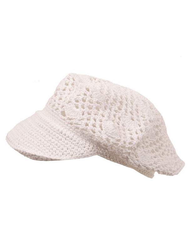 Crocheted Newsboy Hats(01)-White - CG111QRGVPV