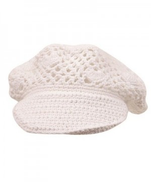 Crocheted Newsboy Hats 01 White