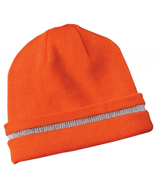 Safety Beanie Cap with Reflective Stripe- Color: Orange- Size: One Size - CL11277ABQD