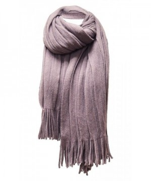 Women's 'Scarf' Soft Warm Winter Knit Scarf Tassels Soft Shawl - Smokey Purple - CY185XHIQSL