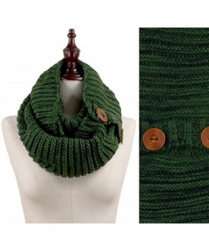 Stylesilove Wood Button Deco Two-tone Rib Knitted Cowl Scarf- 5 Colors - Green - CJ129ILB9CB