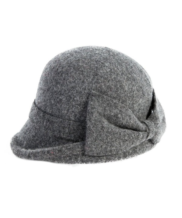 SIGGI Womens 1920s Vintage Wool Felt Cloche Bucket Bowler Hat Winter Crushable - 16209_grey - C512MYCY69F