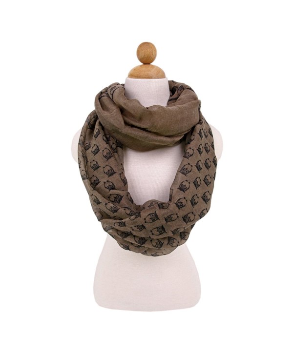 Premium Night Owl Infinity Loop Fashion Scarf - Different Colors Available - Taupe - C811I9ON477