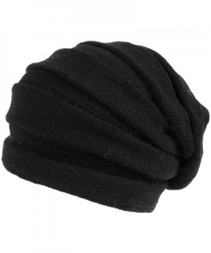 Nirvanna Designs CH609 Stripe Tube Slouch Hat with Fleece - Black - CV11H7RBX07