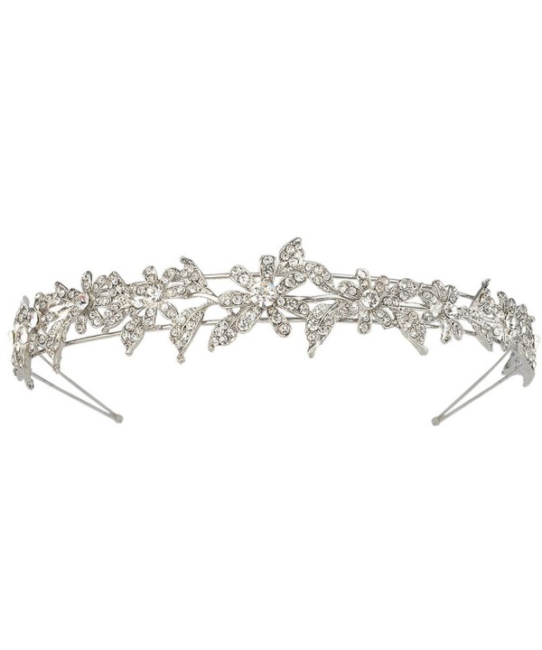 EVER FAITH Silver-Tone Austrian Crystal Elegant Bridesmaid Flower Hair Band Clear - CR11JOLD109