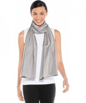 Coolibar UPF 50+ Women's Performance Sun Shawl - Sun Protective - Light Grey/White Stripe - CD189RC0KCX