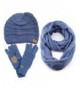 ScarvesMe CC 3pc Set Trendy Warm Chunky Soft Stretch Cable Knit Beanie Scarves Gloves Set - Denim - CN187GLEQ5R