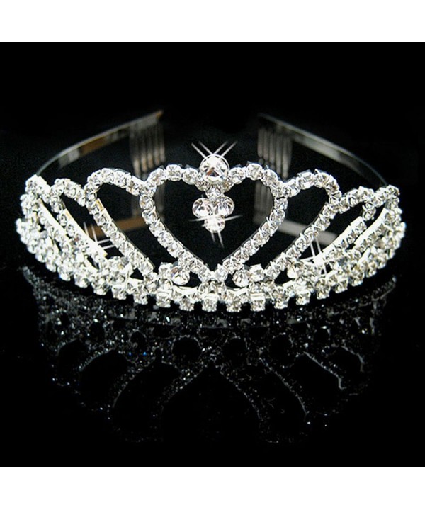 AshopZ Women's Rhinestone Wedding Bridal Party Birthday Crown Tiara Heart-Shape - Heart-Shape - CS12E4AMCPD