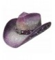 Modestone Straw Cowboy Hat Leather-Like Appliques Purple - CS182E3LUSW