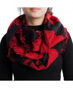 Seven Flowers Plaid Knitted Infinity Scarves for Women - 3-red - CZ1872LGSGX